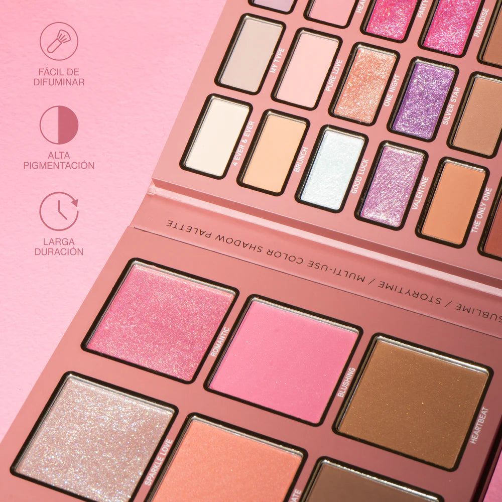 SOMBRA, BRONZER, RUBOR E ILUMINADOR ATENEA PALETA STORYTIME X24 TONOS