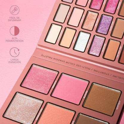 SOMBRA, BRONZER, RUBOR E ILUMINADOR ATENEA PALETA STORYTIME X24 TONOS