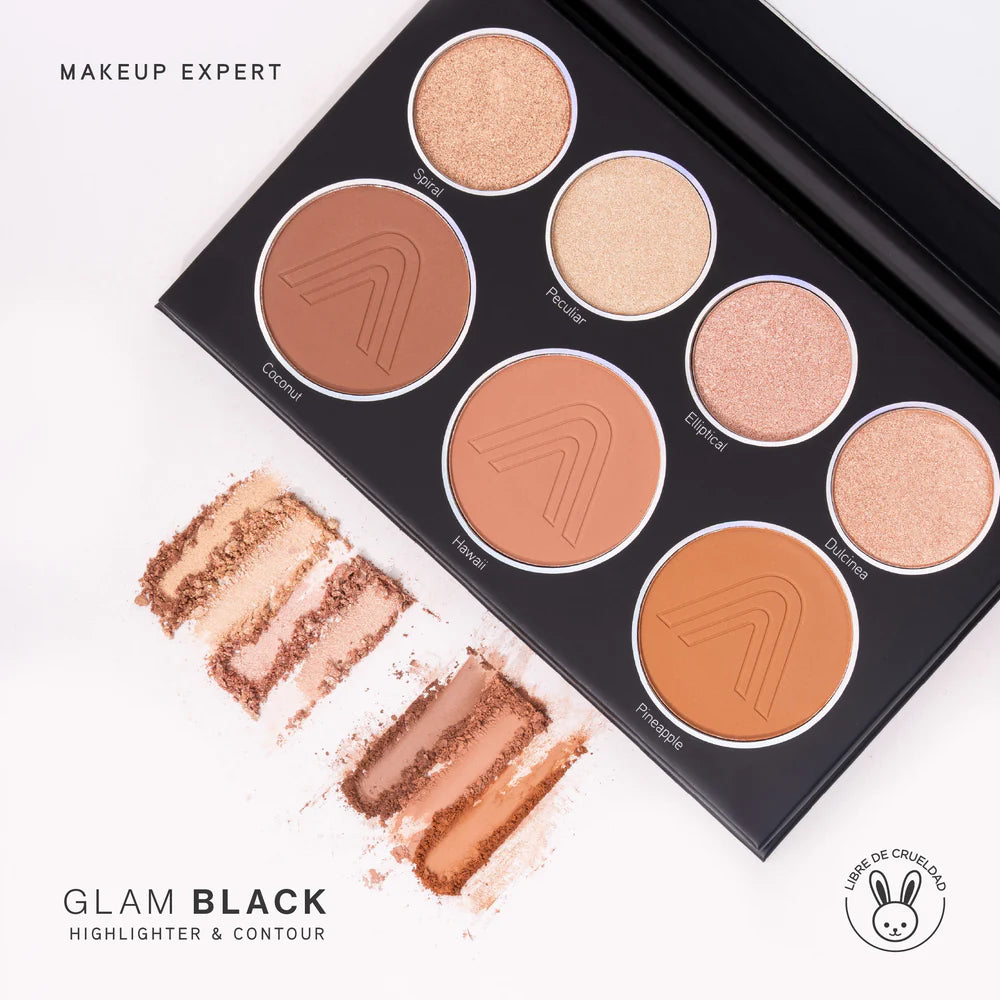 ILUMINADOR Y CONTORNO ATENEA PALETA GLAM BLACK X7 TONOS