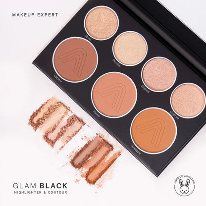 ILUMINADOR Y CONTORNO ATENEA PALETA GLAM BLACK X7 TONOS