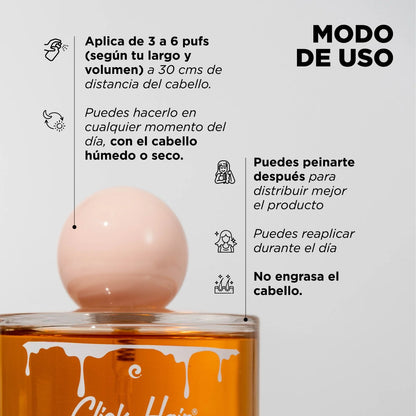 PERFUME CAPILAR CLICK HAIR MIEL BRILLO INTENSO