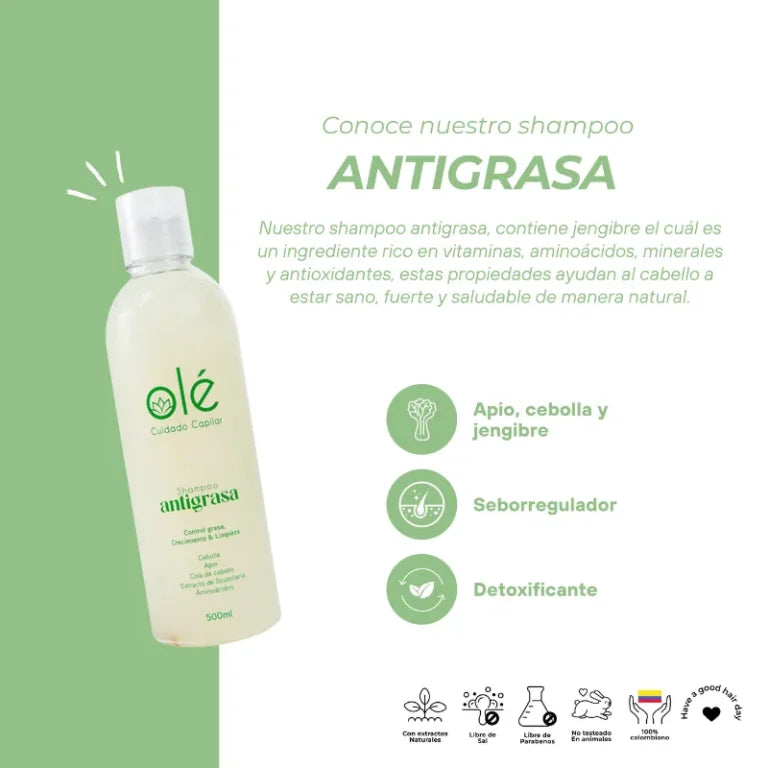 SHAMPOO ANTIGRASA CEBOLLA Y JENGIBRE